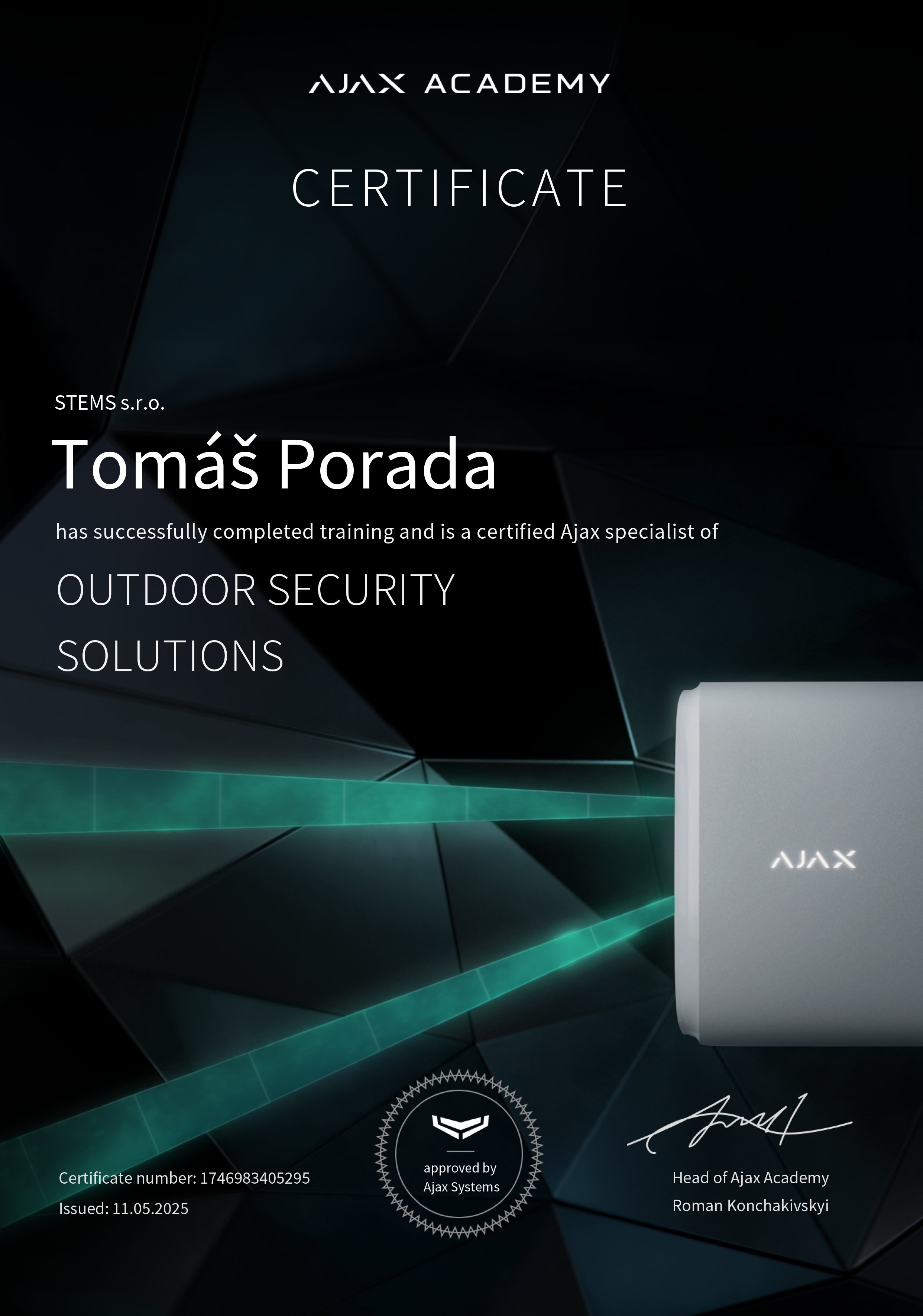 Outdoor Security Solutions Certificate